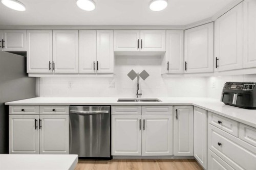 207-2425 90 Avenue Sw, Calgary, AB - Indoor Photo Showing Kitchen With Double Sink