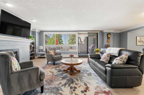 207-2425 90 Avenue Sw, Calgary, AB - Indoor Photo Showing Living Room With Fireplace