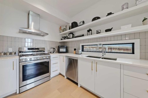 159 Rosery Drive Nw, Calgary, AB - Indoor Photo Showing Kitchen With Double Sink