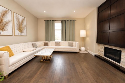 772 East Lakeview Road, Chestermere, AB - Indoor Photo Showing Living Room With Fireplace