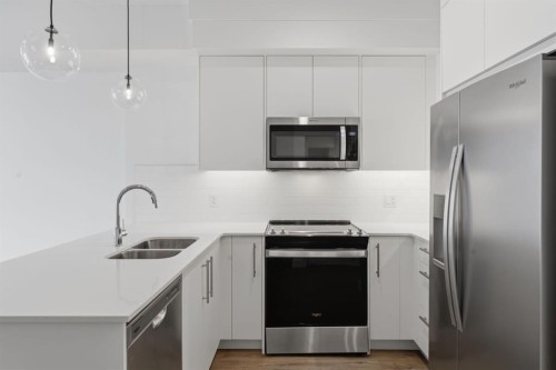 2110-265 Wolf Willow Boulevard Se, Calgary, AB - Indoor Photo Showing Kitchen With Stainless Steel Kitchen With Double Sink With Upgraded Kitchen