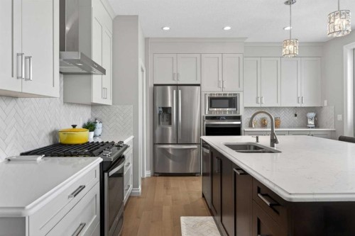 73 Rockyvale Green Nw, Calgary, AB - Indoor Photo Showing Kitchen With Stainless Steel Kitchen With Double Sink With Upgraded Kitchen