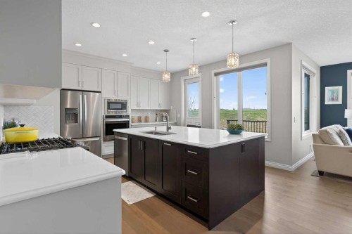 73 Rockyvale Green Nw, Calgary, AB - Indoor Photo Showing Kitchen With Stainless Steel Kitchen With Double Sink With Upgraded Kitchen