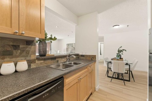 101-930 18 Avenue Sw, Calgary, AB - Indoor Photo Showing Kitchen With Double Sink