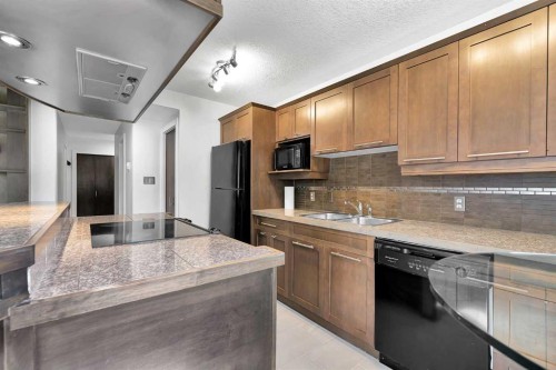 302-1730 7 Street, Calgary, AB - Indoor Photo Showing Kitchen With Double Sink