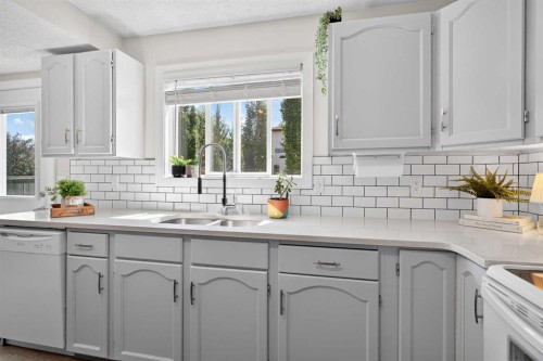 66 Canoe Close Sw, Airdrie, AB - Indoor Photo Showing Kitchen With Double Sink