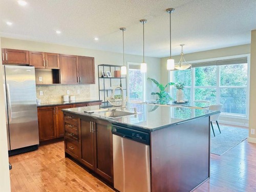 29 Everhollow Rise Sw, Calgary, AB - Indoor Photo Showing Kitchen With Stainless Steel Kitchen With Double Sink With Upgraded Kitchen