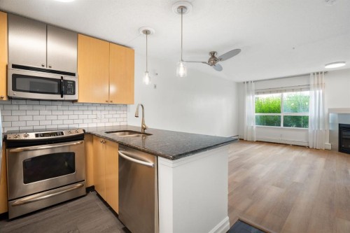 120-25 Richard Place Sw, Calgary, AB - Indoor Photo Showing Kitchen With Stainless Steel Kitchen With Upgraded Kitchen