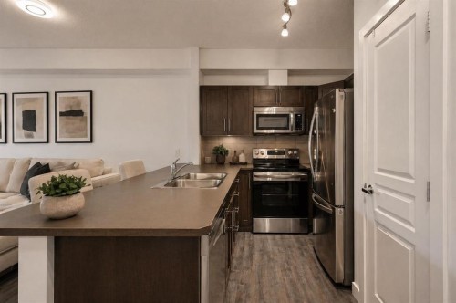 207-22 Panatella Road Nw, Calgary, AB - Indoor Photo Showing Kitchen With Stainless Steel Kitchen With Double Sink