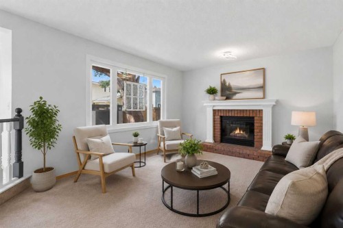 58 Mountain Park Drive Se, Calgary, AB - Indoor Photo Showing Living Room With Fireplace