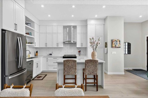 1066 Creekside Boulevard Sw, Calgary, AB - Indoor Photo Showing Kitchen With Stainless Steel Kitchen With Upgraded Kitchen