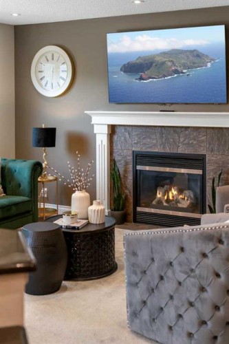 292 Coville Close Ne, Calgary, AB - Indoor Photo Showing Living Room With Fireplace