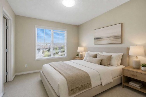 3032 New Brighton Gardens Se, Calgary, AB - Indoor Photo Showing Bedroom