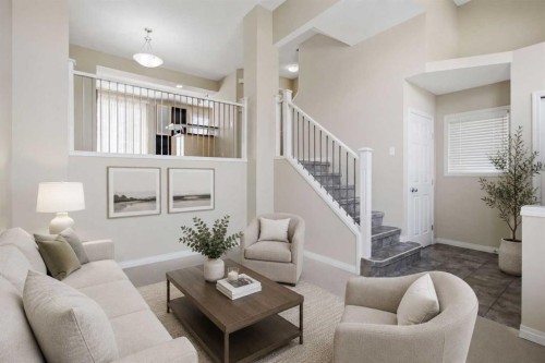 3032 New Brighton Gardens Se, Calgary, AB - Indoor Photo Showing Living Room