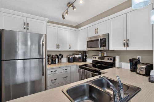 204-406 Cranberry Park Se, Calgary, AB - Indoor Photo Showing Kitchen With Stainless Steel Kitchen With Double Sink