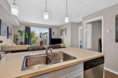 204-406 Cranberry Park Se, Calgary, AB - Indoor Photo Showing Kitchen With Double Sink