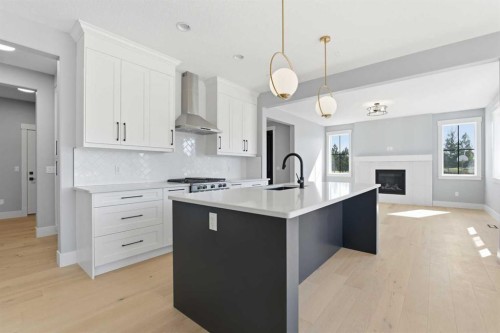 1209 Coopers Drive Sw, Airdrie, AB - Indoor Photo Showing Kitchen With Upgraded Kitchen