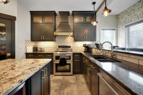 117 Marina Bay, Chestermere, AB - Indoor Photo Showing Kitchen With Double Sink With Upgraded Kitchen