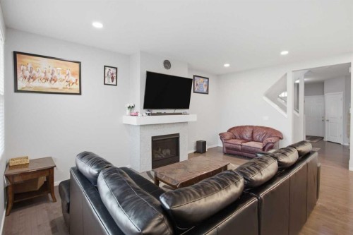 168 Savanna Lane Ne, Calgary, AB - Indoor With Fireplace