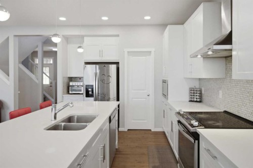 168 Savanna Lane Ne, Calgary, AB - Indoor Photo Showing Kitchen With Double Sink With Upgraded Kitchen