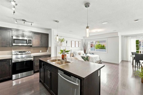308 Redstone View Ne, Calgary, AB - Indoor Photo Showing Kitchen With Stainless Steel Kitchen With Double Sink With Upgraded Kitchen