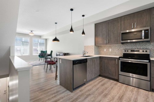 28-138 Seton Passage Se, Calgary, AB - Indoor Photo Showing Kitchen With Stainless Steel Kitchen With Upgraded Kitchen