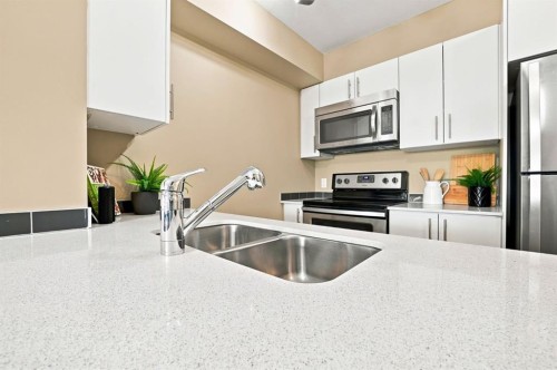 3407-181 Skyview Ranch Manor Ne, Calgary, AB - Indoor Photo Showing Kitchen With Stainless Steel Kitchen With Double Sink