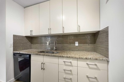 413-4944 Dalton Drive Nw, Calgary, AB - Indoor Photo Showing Kitchen With Double Sink With Upgraded Kitchen