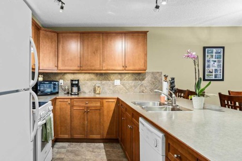 215-150 Crossbow Place, Canmore, AB - Indoor Photo Showing Kitchen With Double Sink