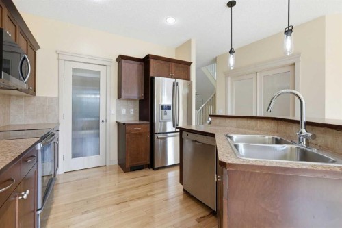 47 Evanspark Circle, Calgary, AB - Indoor Photo Showing Kitchen With Double Sink With Upgraded Kitchen