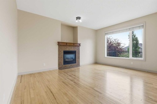 47 Evanspark Circle, Calgary, AB - Indoor Photo Showing Living Room With Fireplace
