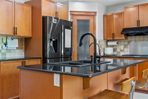 114 Chapalina Terrace Se, Calgary, AB - Indoor Photo Showing Kitchen With Double Sink