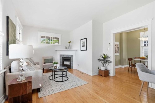 1801 2 Street Nw, Calgary, AB - Indoor Photo Showing Living Room With Fireplace