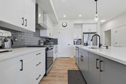 147 Magnolia Path Se, Calgary, AB - Indoor Photo Showing Kitchen With Upgraded Kitchen