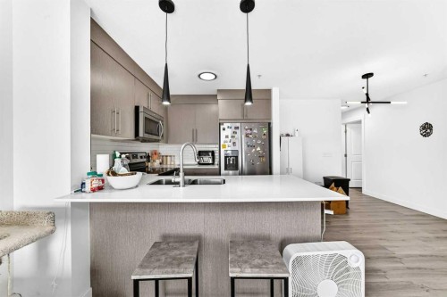 4116-302 Skyview Ranch Drive Ne, Calgary, AB - Indoor Photo Showing Kitchen With Double Sink With Upgraded Kitchen