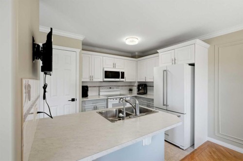 18-15 Silver Springs Way Nw, Airdrie, AB - Indoor Photo Showing Kitchen With Double Sink
