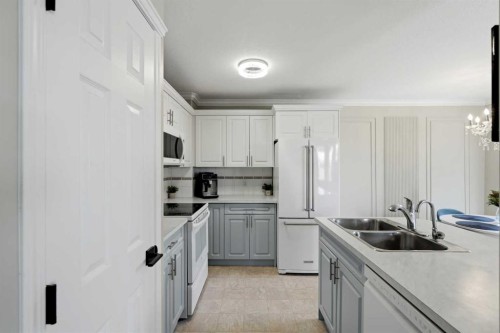 18-15 Silver Springs Way Nw, Airdrie, AB - Indoor Photo Showing Kitchen With Double Sink With Upgraded Kitchen