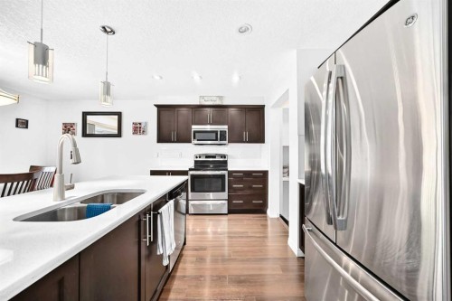 141 Shoreline Vista, Chestermere, AB - Indoor Photo Showing Kitchen With Stainless Steel Kitchen With Double Sink With Upgraded Kitchen