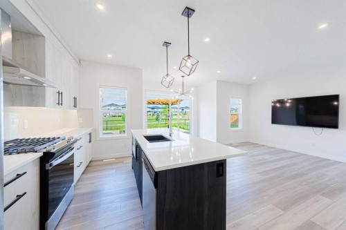 293 Carringsby Way Nw, Calgary, AB - Indoor Photo Showing Kitchen With Upgraded Kitchen