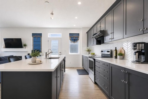 63 Carrington Manor Nw, Calgary, AB - Indoor Photo Showing Kitchen With Upgraded Kitchen