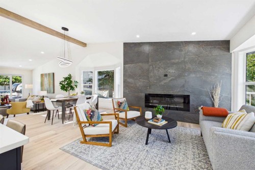 16 Edcath Mews Nw, Calgary, AB - Indoor Photo Showing Living Room With Fireplace