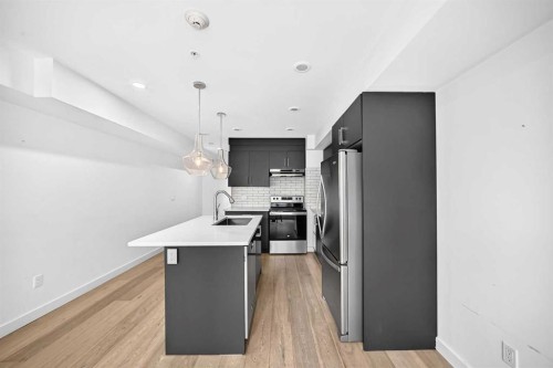 108-1632 20 Avenue Nw, Calgary, AB - Indoor Photo Showing Kitchen With Upgraded Kitchen
