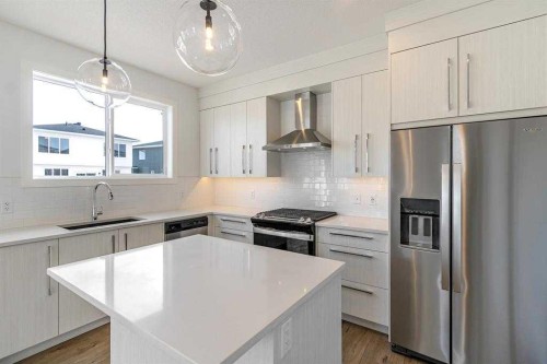 198 Dawson Harbour Hill, Chestermere, AB - Indoor Photo Showing Kitchen With Stainless Steel Kitchen With Upgraded Kitchen