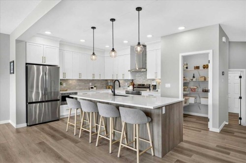 421 Magnolia Way Se, Calgary, AB - Indoor Photo Showing Kitchen With Stainless Steel Kitchen With Upgraded Kitchen