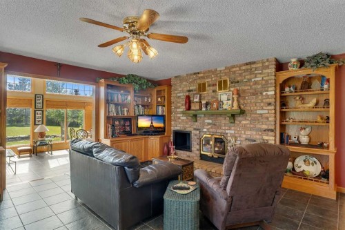 265028 Range Road 44, Rural Rocky View County, AB - Indoor Photo Showing Living Room With Fireplace