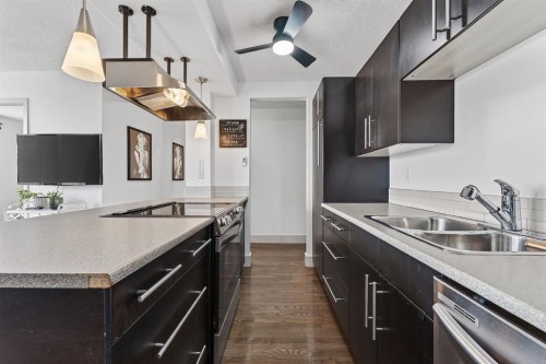 606-505 19 Avenue Sw, Calgary, AB - Indoor Photo Showing Kitchen With Double Sink