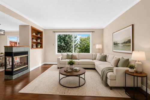 287 Harvest Oak Rise Ne, Calgary, AB - Indoor Photo Showing Living Room With Fireplace