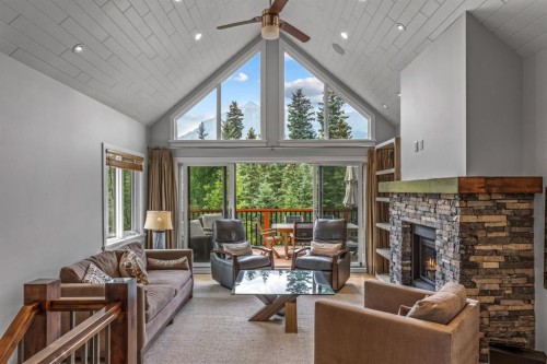 19 Creekside Mews, Canmore, AB - Indoor Photo Showing Living Room With Fireplace