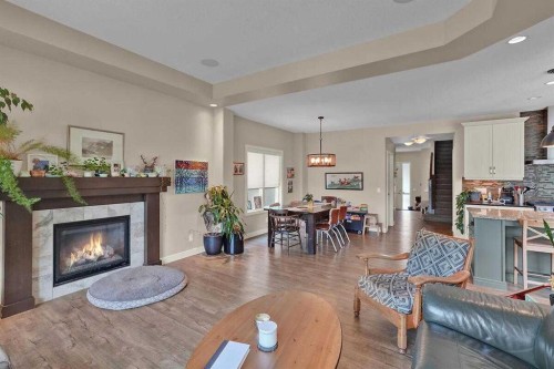 518 Mahogany Manor Se, Calgary, AB - Indoor Photo Showing Living Room With Fireplace