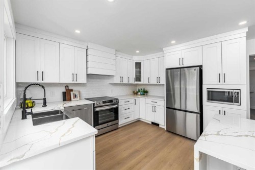 28 Sunlake Circle Se, Calgary, AB - Indoor Photo Showing Kitchen With Stainless Steel Kitchen With Double Sink With Upgraded Kitchen